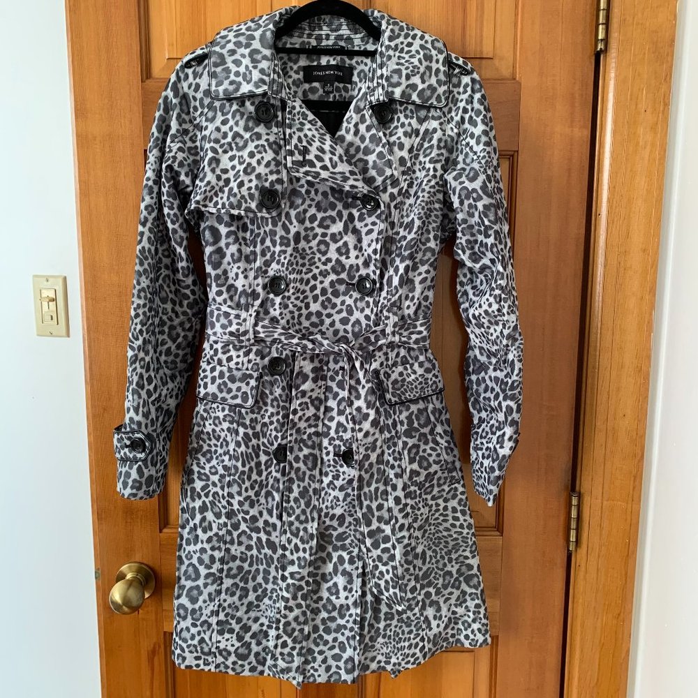 COPY - Jones New York Grey Animal Print Trench Co…